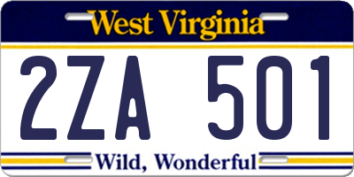 WV license plate 2ZA501