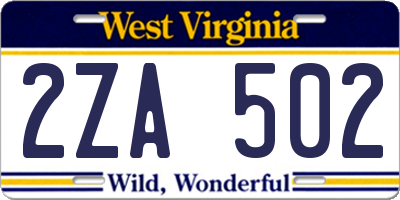 WV license plate 2ZA502