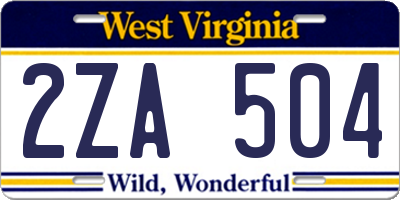 WV license plate 2ZA504