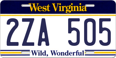 WV license plate 2ZA505