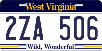 WV license plate 2ZA506