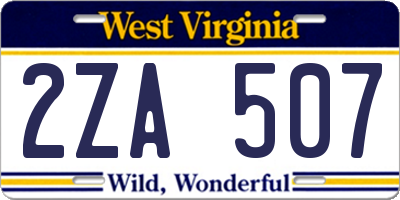 WV license plate 2ZA507