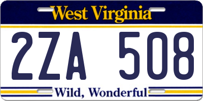 WV license plate 2ZA508