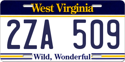 WV license plate 2ZA509