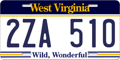 WV license plate 2ZA510