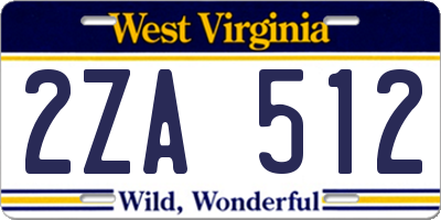 WV license plate 2ZA512