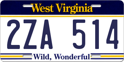 WV license plate 2ZA514