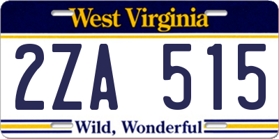WV license plate 2ZA515