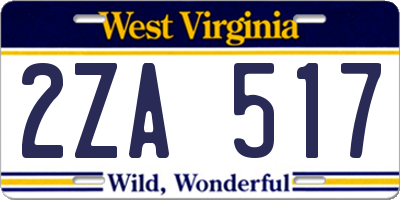 WV license plate 2ZA517