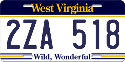 WV license plate 2ZA518