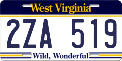 WV license plate 2ZA519