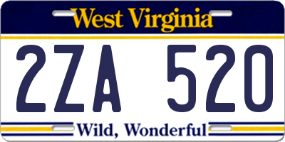 WV license plate 2ZA520
