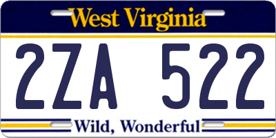 WV license plate 2ZA522