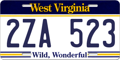 WV license plate 2ZA523