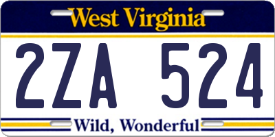 WV license plate 2ZA524