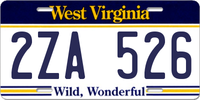 WV license plate 2ZA526