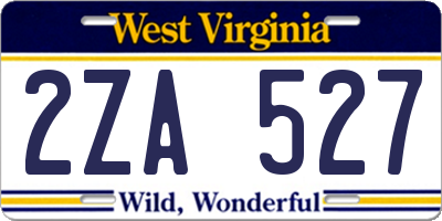 WV license plate 2ZA527
