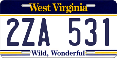 WV license plate 2ZA531