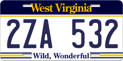 WV license plate 2ZA532