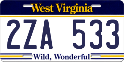 WV license plate 2ZA533