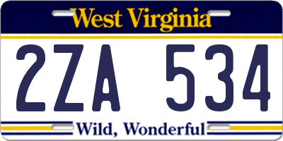 WV license plate 2ZA534