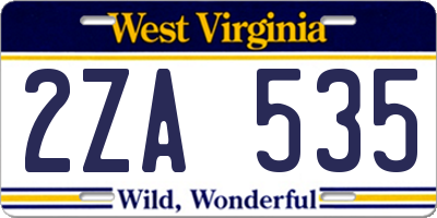 WV license plate 2ZA535