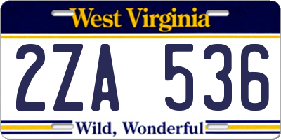 WV license plate 2ZA536