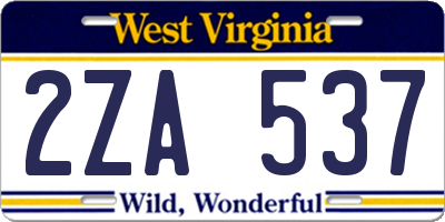 WV license plate 2ZA537