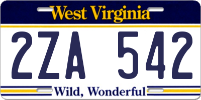 WV license plate 2ZA542
