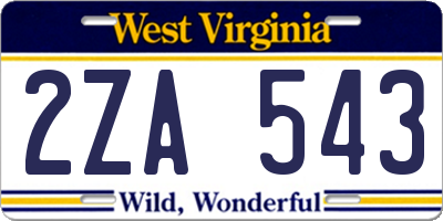 WV license plate 2ZA543