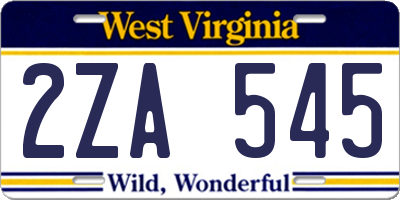 WV license plate 2ZA545