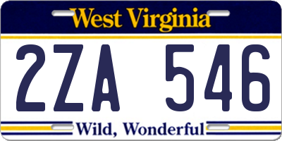 WV license plate 2ZA546
