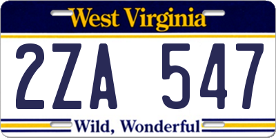 WV license plate 2ZA547