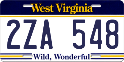 WV license plate 2ZA548