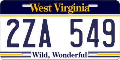 WV license plate 2ZA549