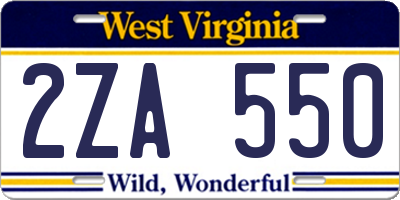 WV license plate 2ZA550