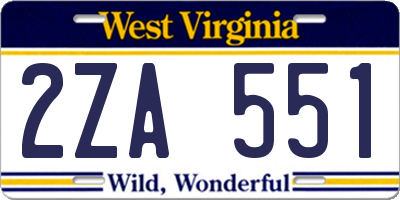 WV license plate 2ZA551