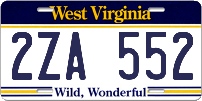 WV license plate 2ZA552