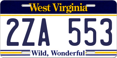 WV license plate 2ZA553
