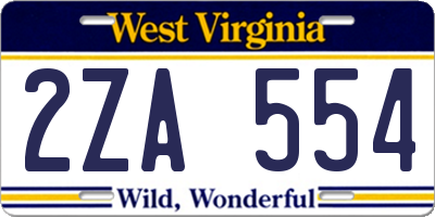 WV license plate 2ZA554
