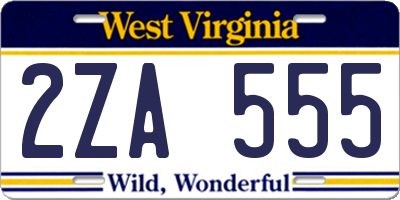 WV license plate 2ZA555