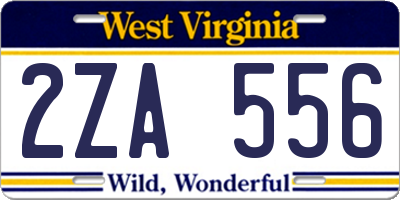 WV license plate 2ZA556