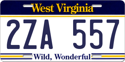 WV license plate 2ZA557