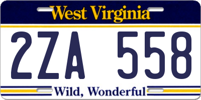 WV license plate 2ZA558