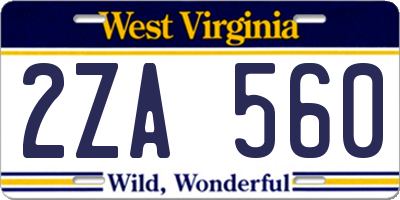 WV license plate 2ZA560