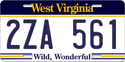 WV license plate 2ZA561