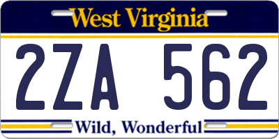 WV license plate 2ZA562