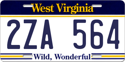 WV license plate 2ZA564