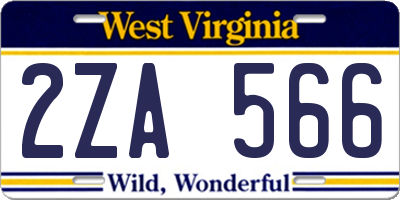 WV license plate 2ZA566