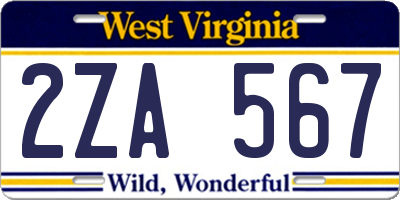 WV license plate 2ZA567